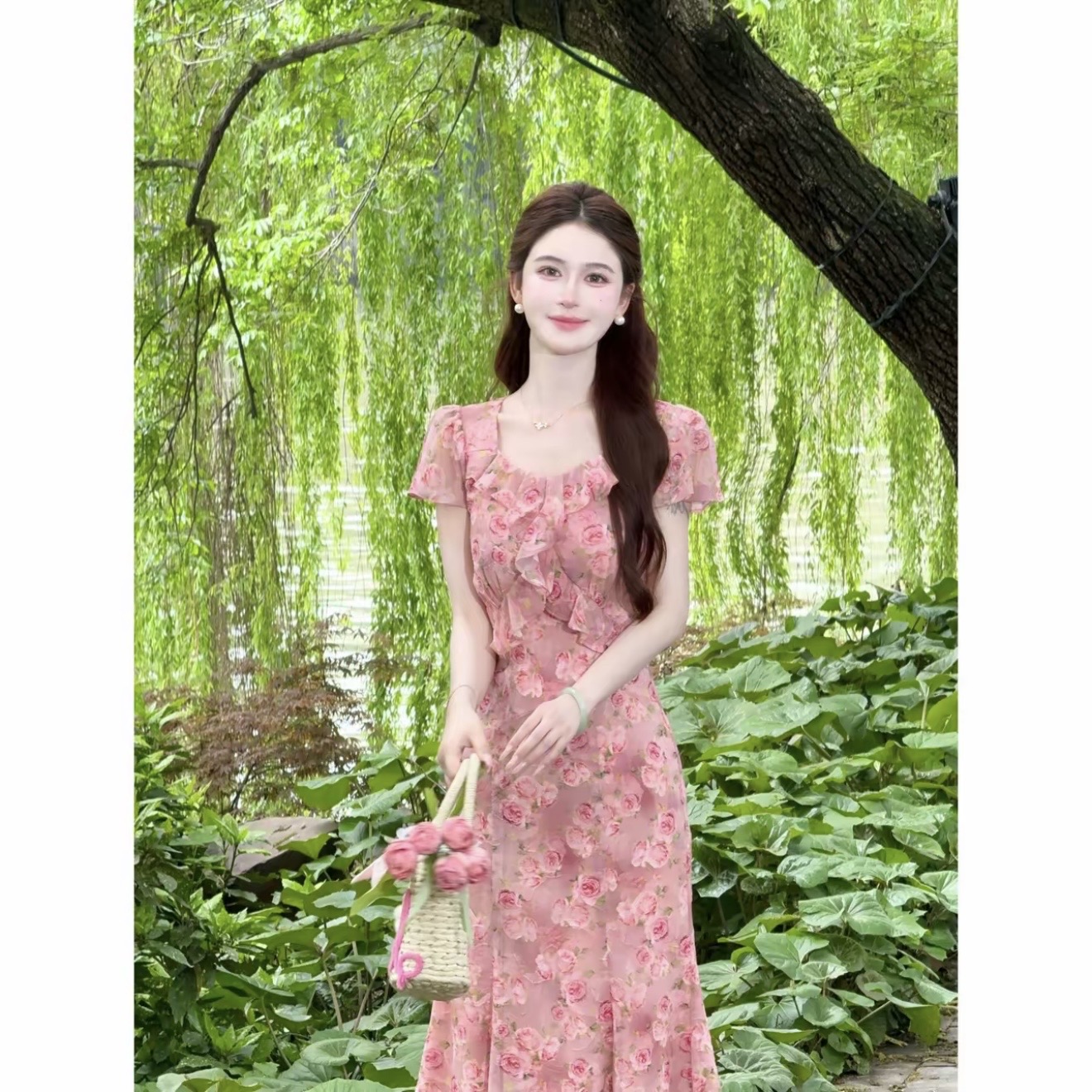 lili 리 리 가족 장미 속삭임 프랑스식 낭만주의 휴가 바람 프릴 인어 꼬리 드레스