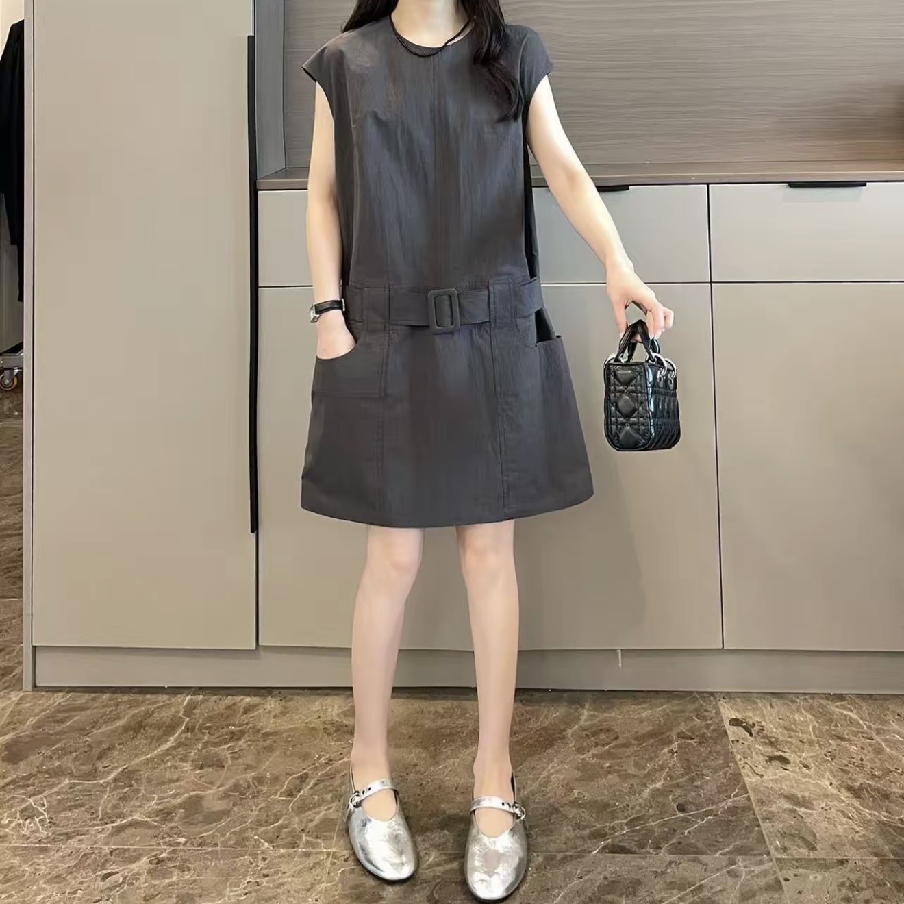 워크웨어 바람 벨트 벨트 허리 수축 드레스 패션 여름 새로운 드레스