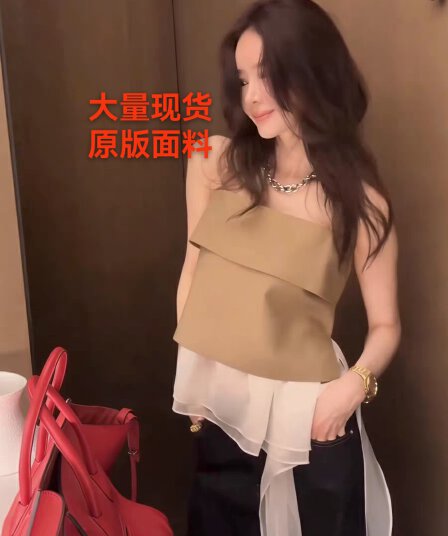 프랑스식 부드러운 바람 프릴 캐미솔 여름 새로운 불규칙 리본 오프숄더 슬림해 보이는 외출용 맨위