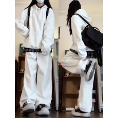 批发薄款，加绒连帽<b class='q'>卫衣</b>套装女春秋款学生韩版宽松长袖长裤两件套