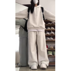 批发薄款，加绒连帽卫衣套装女春<b class='q'>秋</b>款学生韩版宽松长袖长裤两件套