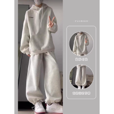 批发薄款，加绒连帽卫衣套装女春<b class='q'>秋</b>款学生韩版宽松长袖长裤两件套