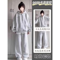 批发薄款，加绒连帽卫衣套装女春<b class='q'>秋</b>款学生韩版宽松长袖长裤两件套