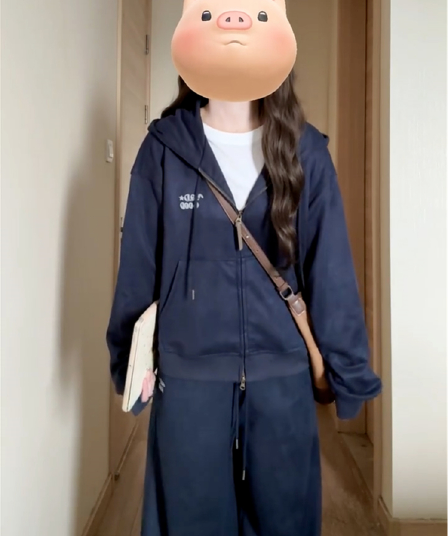 얇은 스타일 털이 있는 봄 가을 새로운 오픈 가디건 후드 티 스웨터 세트 여자 학생 루즈핏 다용도 투피스 세트