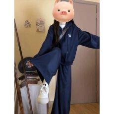 批发薄款，加绒春<b class='q'>秋</b>新款开衫连帽卫衣套装女学生宽松百搭两件套