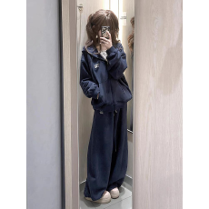 批发【薄款，加绒】<b class='q'>春</b>秋新款开衫连帽卫衣套装女学生宽松百搭两件套