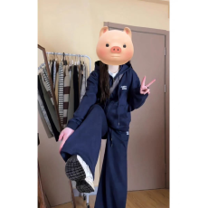 批发【薄款，加绒】<b class='q'>春</b>秋新款开衫连帽卫衣套装女学生宽松百搭两件套