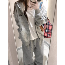批发拉链卫衣休闲运动套装女春<b class='q'>秋</b>新款学生韩版宽松百搭两件套