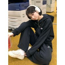 批发长袖拉链卫衣套装女春<b class='q'>秋</b>新款学生韩版宽松百搭两件套潮