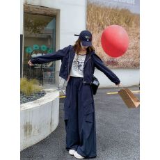 批发工装短款拉链外套两件套早春学生<b class='q'>韩版</b>宽松套装