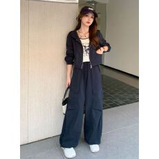 批发工装短款拉链外套两件套早春学生<b class='q'>韩版</b>宽松套装