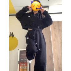 批发长袖拉链卫衣套装女春<b class='q'>秋</b>新款学生韩版宽松百搭两件套潮
