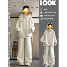 批发薄款，加绒连帽卫衣套装女春<b class='q'>秋</b>款学生韩版宽松长袖长裤两件套