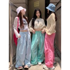 批发多巴胺速干休闲<b class='q'>运动</b>长裤女夏季新款学生韩版宽松直筒裤