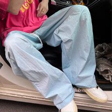 批发多巴胺速干休闲<b class='q'>运动</b>长裤女夏季新款学生韩版宽松直筒裤