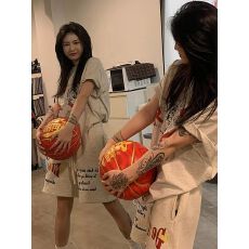 批发休闲运动套装女2026<b class='q'>夏</b>季新款学生潮流印花宽松两件套