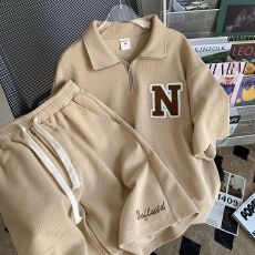 批发250g华夫格休闲运动套装女2026<b class='q'>夏</b>季新款学生韩版宽松百搭两件套