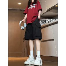 批发美式工<b class='q'>装</b><b class='q'>裤</b>女夏季新款短<b class='q'>裤</b>学生<b class='q'>韩版</b>宽松五分<b class='q'>裤</b>潮