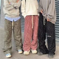 批发薄款，加绒灯芯绒潮牌伞兵裤女春<b class='q'>秋</b>新款学生韩版宽松直筒裤