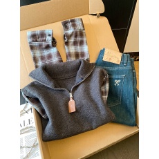 批发实拍～复古<b class='q'>格子</b><b class='q'>衬衫</b>拼接假两件毛衣女设计感小众秋冬高领针织衫