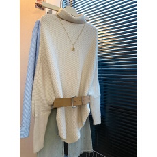 批发实拍~小众设计感蝙蝠袖不规则加厚针织衫女秋冬季高级感中长上衣