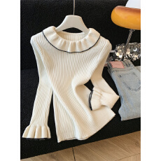 批发韩系木耳边设计感针织<b class='q'>打底衫</b>女冬季<b class='q'>新款</b>显瘦温柔百搭内搭上衣