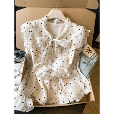 批发实拍法式荷叶边<b class='q'>波点</b><b class='q'>雪纺</b><b class='q'>衬衫</b>女春季2026新款设计感小众长袖上衣