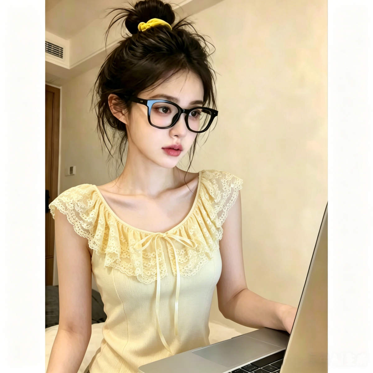 프랑스식 작은 샤넬 스타일 프릴 칼라 조끼 여성 2026 여름 얇은 스타일 몸매 가꾸기 슬림해 보이는 나비 넥타이 작은 맨위