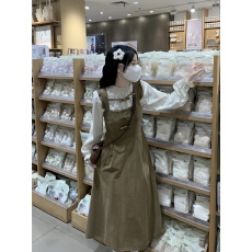 实拍实价~森系小飞袖收腰显瘦灯芯绒连衣裙