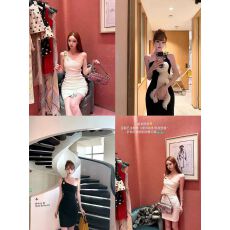 批发1*V 4w+名媛<b class='q'>风</b>斜肩连衣裙女短款礼服裙气质