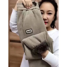 批发加绒加厚<b class='q'>女裤</b>新款冬季羊羔绒宽松运动裤百搭显瘦束脚保暖哈伦裤子