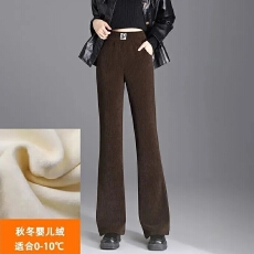 批发加绒加厚直筒微喇裤女2025新款秋<b class='q'>冬</b>季雪尼尔宽松显瘦高腰微喇叭裤