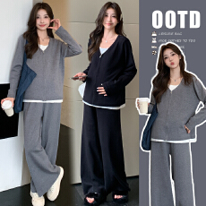 批发2026春季新款孕妇<b class='q'>休闲</b>洋气套装假两件设计感时尚外出懒人穿搭套装