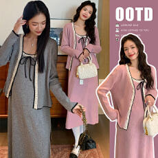 批发2026新款早春韩系小香风外套吊带<b class='q'>连衣裙</b>套装