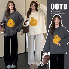 批发2025秋冬新款孕妇韩版套头毛衣软糯慵懒可爱风宽松毛衣