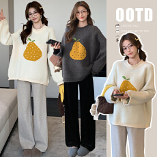 批发2025秋冬新款孕妇韩版套头毛衣软糯慵懒可爱风宽松毛衣