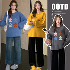 2025秋冬新款孕妇韩版套头毛衣软糯慵懒可爱风宽松毛衣