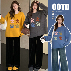 2025秋冬新款孕妇韩版套头毛衣软糯慵懒可爱风宽松毛衣