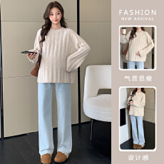 批发2025新款孕妇<b class='q'>韩版</b>套头毛衣软糯慵懒可爱风宽松毛衣