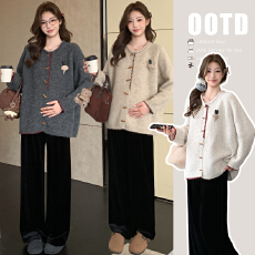 批发2025新款孕妇<b class='q'>韩版</b>外套软糯针织厚实大版型开衫