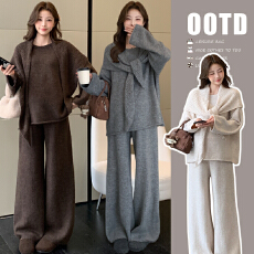 2025新款孕妇松弛感懒人套装三件套配镂空三角披巾