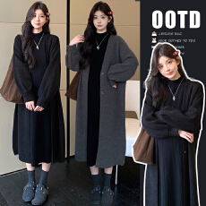 批发2025新款韩版厚实软糯外套+百搭超显瘦针织打底裙两件套