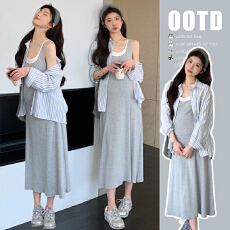 批发2026春<b class='q'>夏</b>韩系吊带裙+防晒高质感宽松超好看衬衫两件套套装