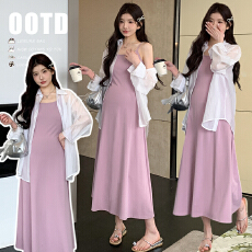 批发2026春夏韩系<b class='q'>吊带</b>连衣裙+防晒宽松慵懒简约<b class='q'>时尚</b>衬衣两件套