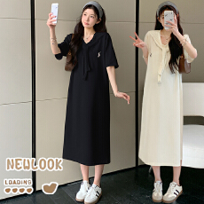 批发2026夏日限定两色<b class='q'>休闲</b>T恤连衣裙遮肚子宽松显瘦带披肩