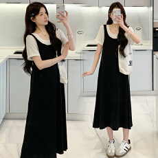 批发假两件连衣裙子不显怀洋气孕妇装2026夏季新款孕期连衣裙