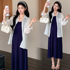 2026孕妇夏季韩版大版型背心裙＋韩系防晒衬衫两件套