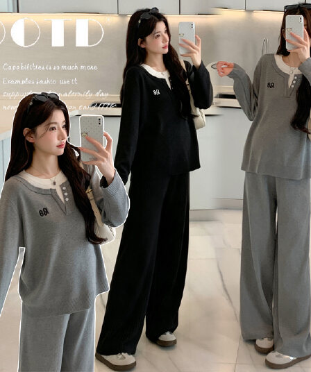 2026 가을 겨울 새로운 이중층 칼라 디자인 캐주얼 세트