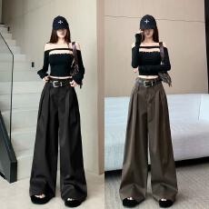 批发松弛感复古百搭阔腿裤女2025秋季新款宽松高腰显瘦<b class='q'>时尚</b>直筒休闲裤