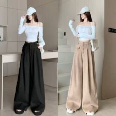 批发高级感<b class='q'>时尚</b>毛呢阔腿裤女2025秋冬新款高腰宽松显瘦百搭<b class='q'>休闲</b>拖地裤